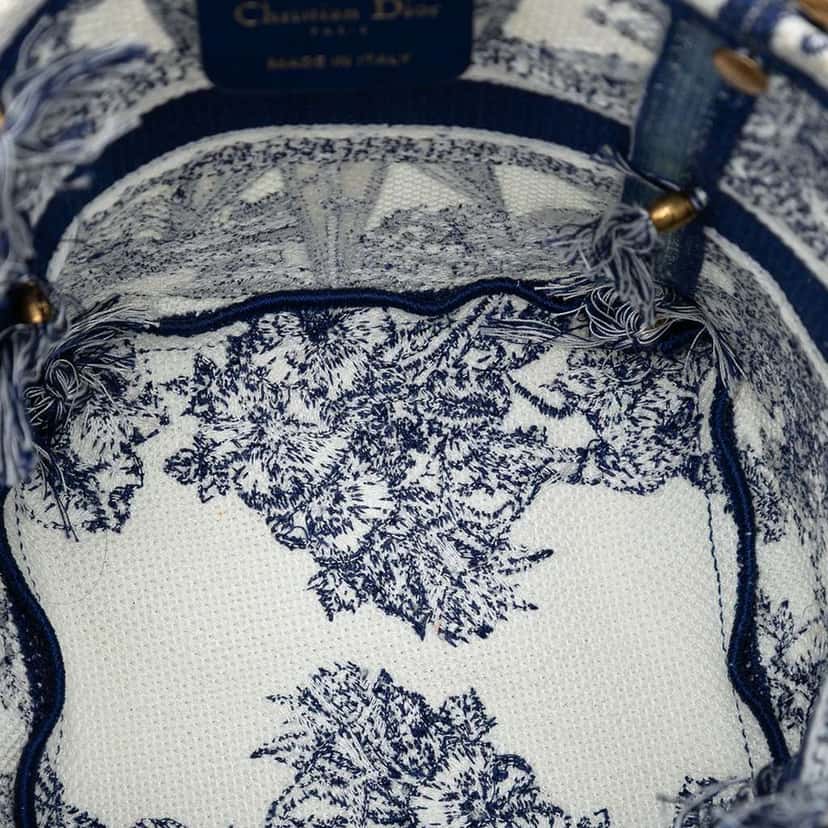 Dior Canvas Embroidered Reve d Infini D Bubble Bucket Bag Blue Canvas Good condition - Model View