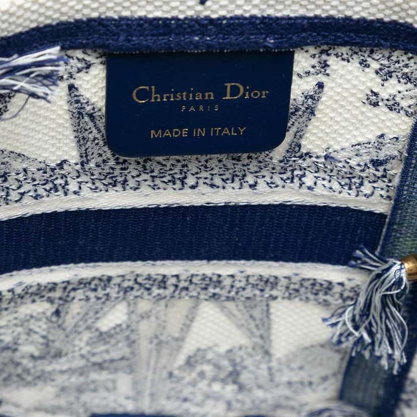 Dior Canvas Embroidered Reve d Infini D Bubble Bucket Bag Blue Canvas Good condition - Box View