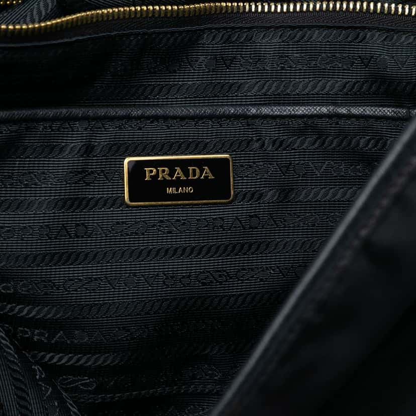 Prada Saffiano Trimmed Tessuto Tote Black Good condition - Box View
