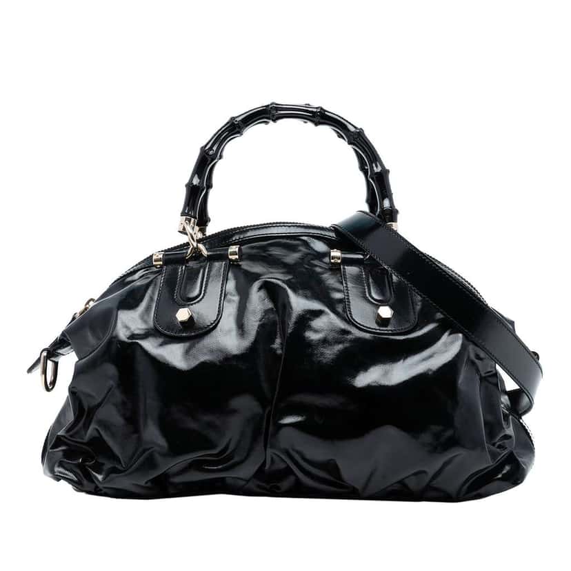 Gucci Coated Canvas Bamboo Dialux Pop Satchel Black Canvas Good condition - Front View