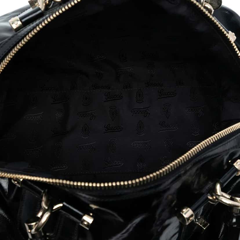 Gucci Coated Canvas Bamboo Dialux Pop Satchel Black Canvas Good condition - Model View
