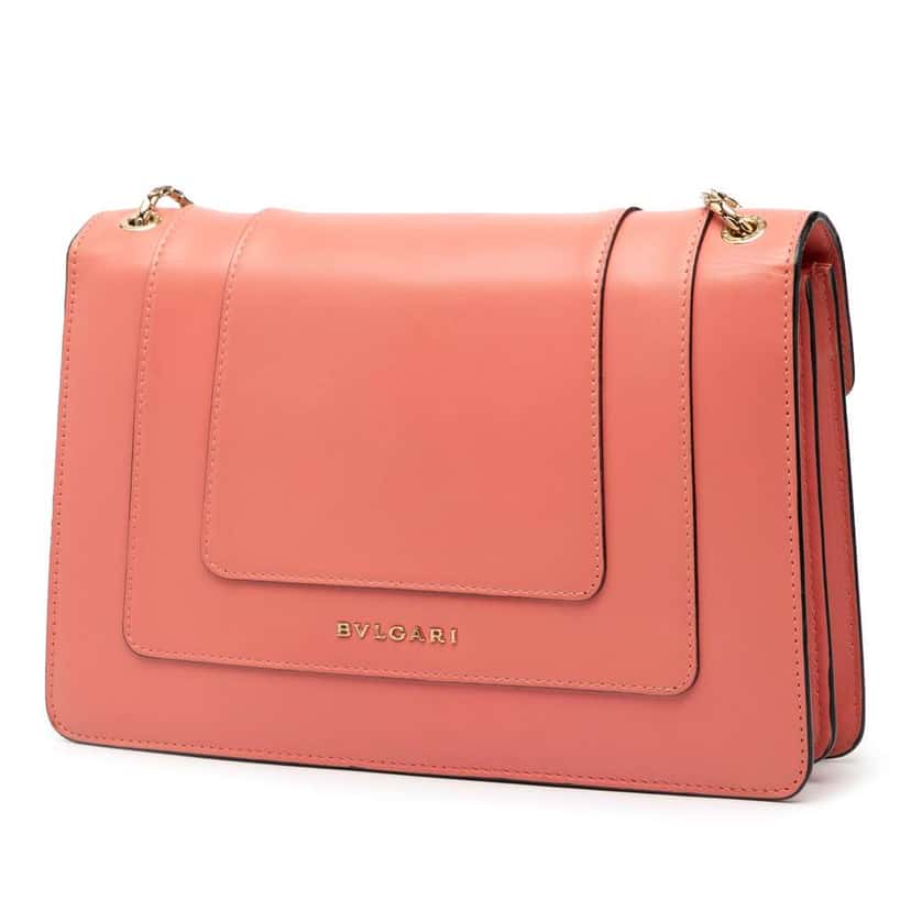 Bvlgari Medium Calfskin Serpenti Forever Shoulder Bag Pink Leather Good condition - Back View