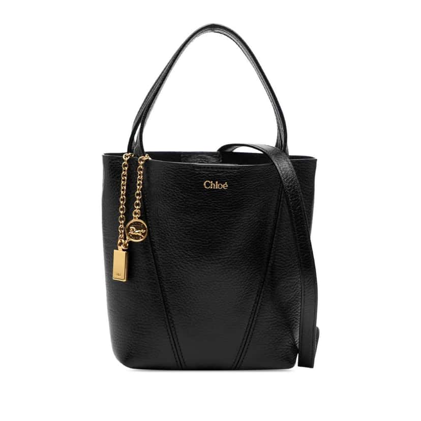 Chloé Small Grained Calfskin Spin Satchel Black Leather Good condition - Front View