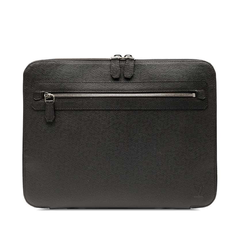 Louis Vuitton Taiga Vladimir Portfolio Black Leather Good condition - Front View