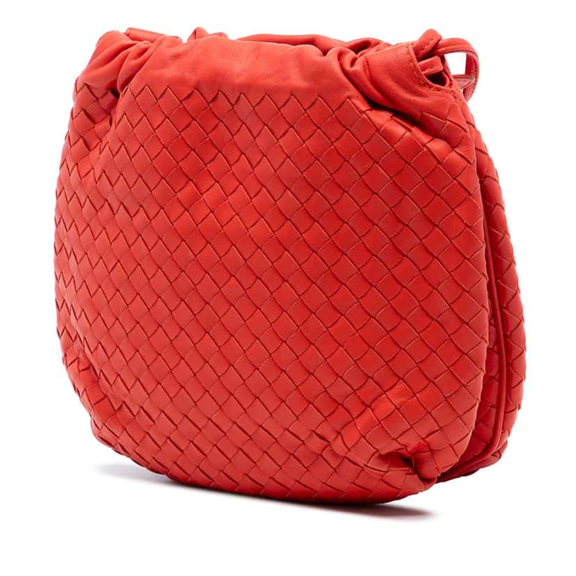 Bottega Veneta Nappa Intrecciato Drawstring Crossbody Orange Leather Very good condition - Back View