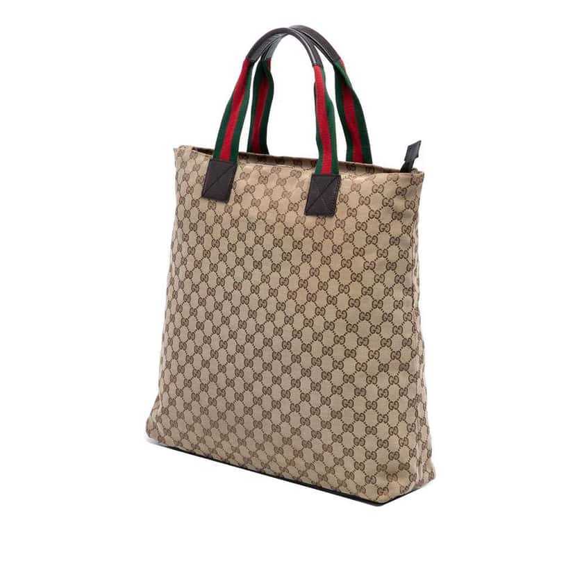 Gucci GG Canvas Web Tote Brown Canvas Good condition - Back View