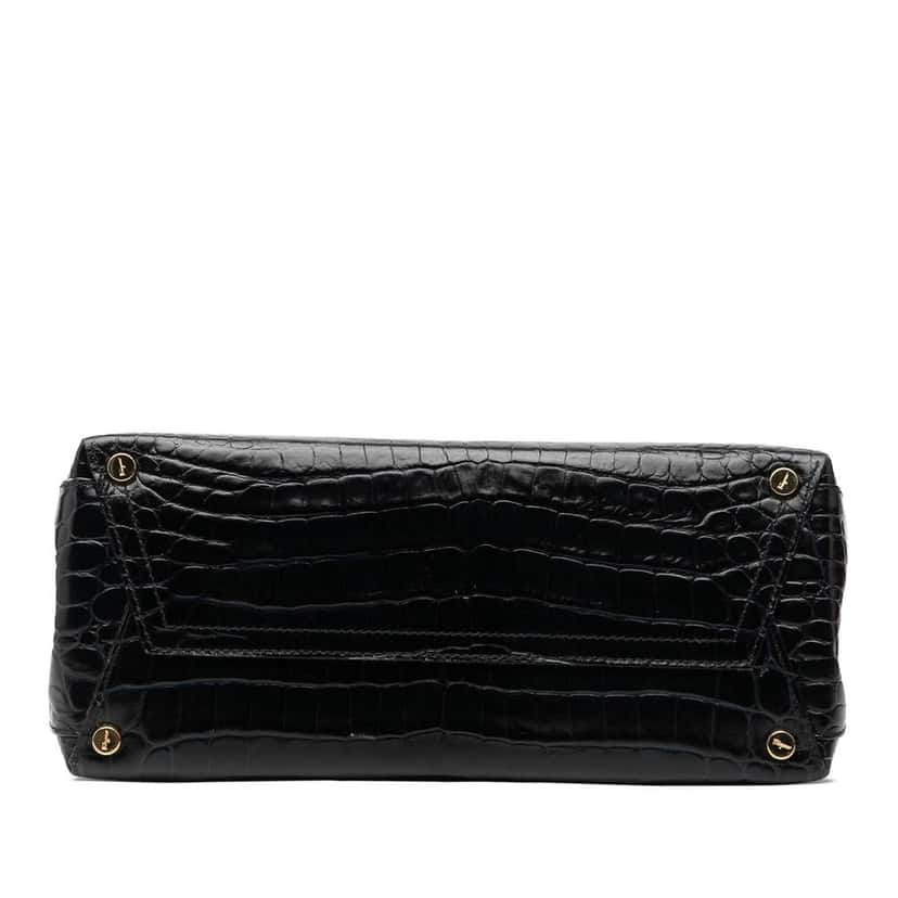Salvatore Ferragamo Croc Embossed Leather Vara Bow Satchel Black Leather Good condition - Inside View