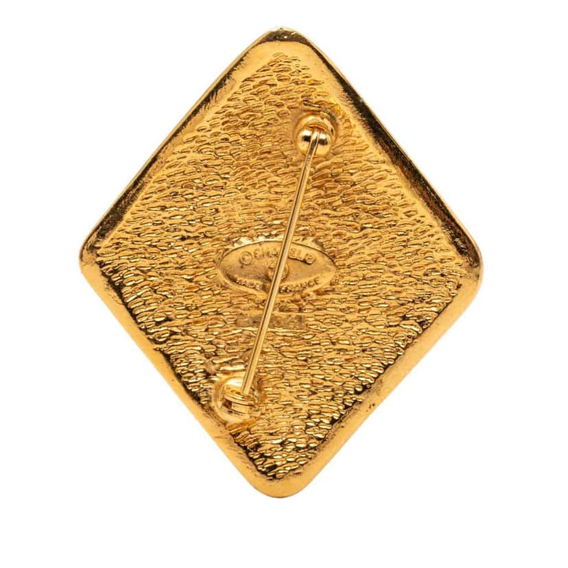 Chanel Gold Plated CC Rhombus Brooch Gold Metal Very good condition - Back View