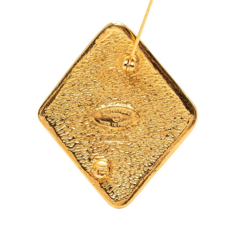 Chanel Gold Plated CC Rhombus Brooch Gold Metal Very good condition - Inside View