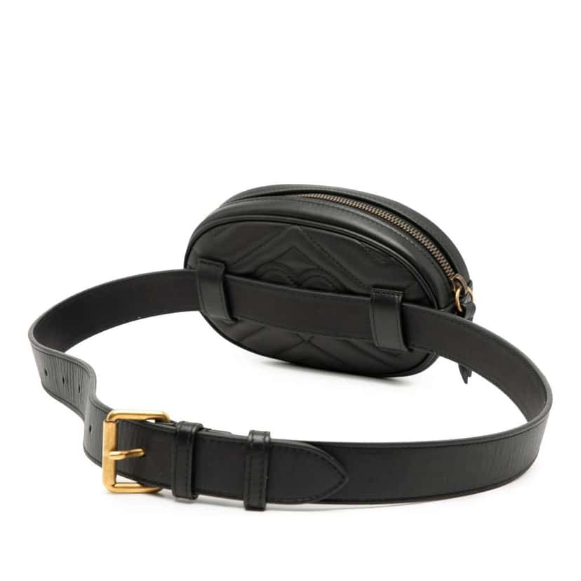 Gucci GG Marmont Matelasse Leather Belt Bag Black Leather Good condition - Back View