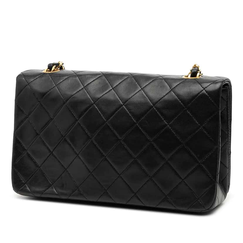 Chanel Medium Quilted Lambskin Full Flap Black Leather Good condition - Back View