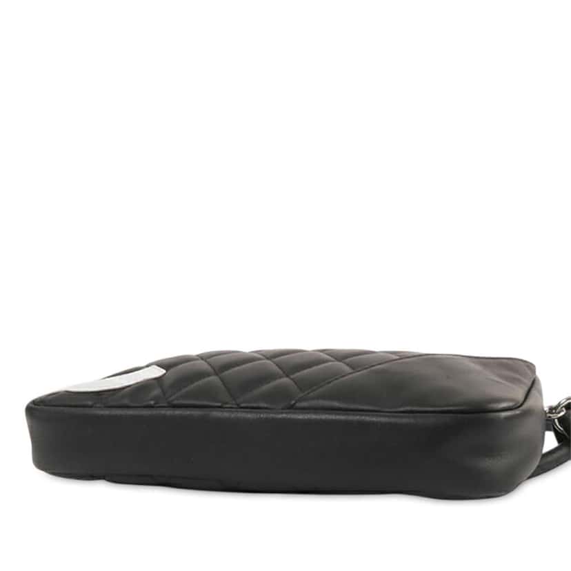 Chanel Quilted Lambskin Cambon Ligne Pochette Black Leather Good condition - Inside View