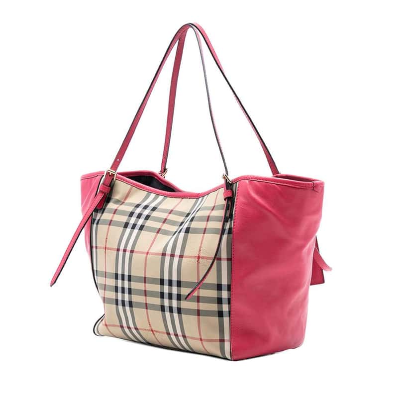 Burberry Small Haymarket Check Canvas and Leather Canterbury Tote Brown Canvas Very good condition - Back View