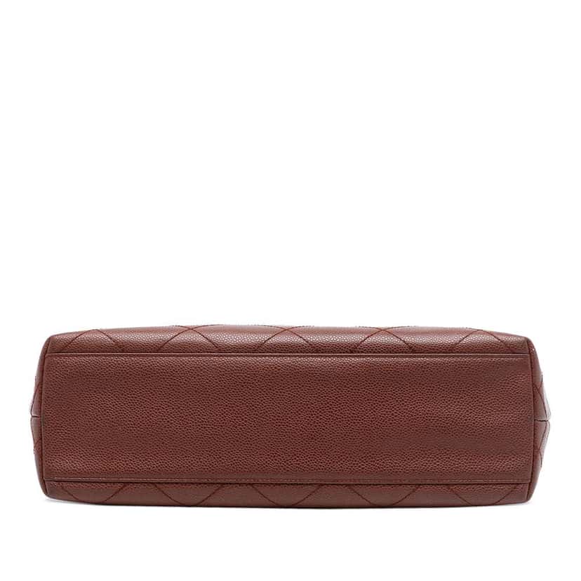 Chanel CC Quilted Caviar Tortoise Top Handle Bag Brown Leather Good condition - Inside View