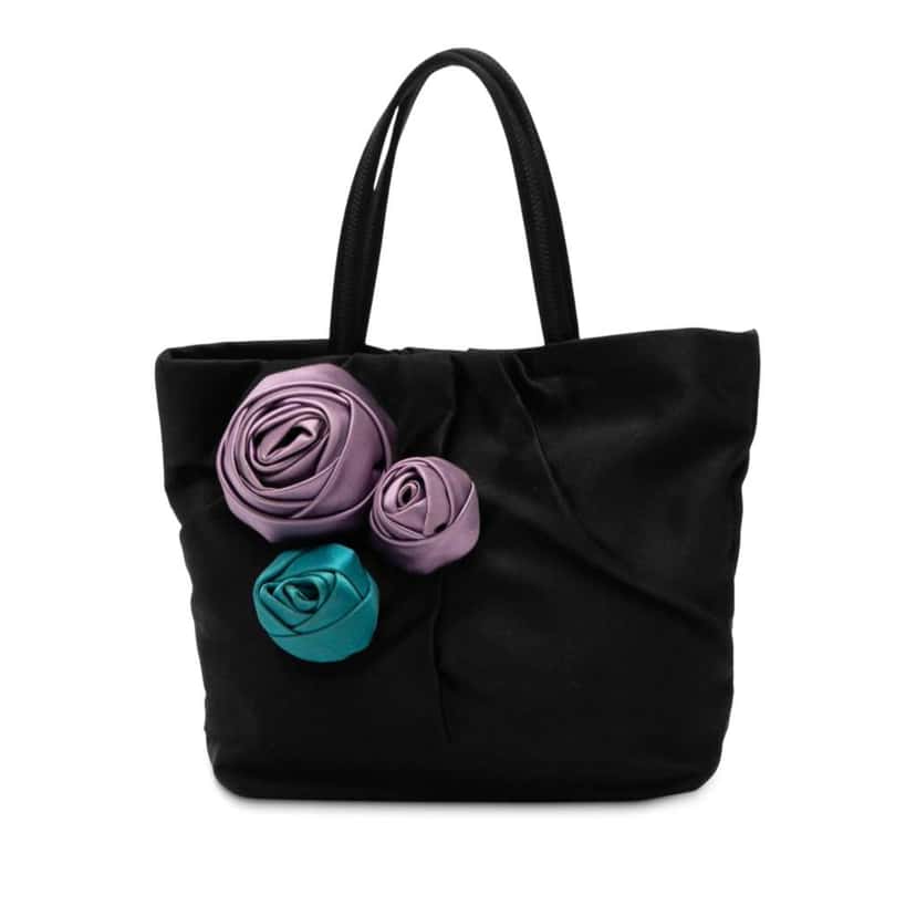 Prada Mini Raso Rose Tote Black Satin Very good condition - Front View
