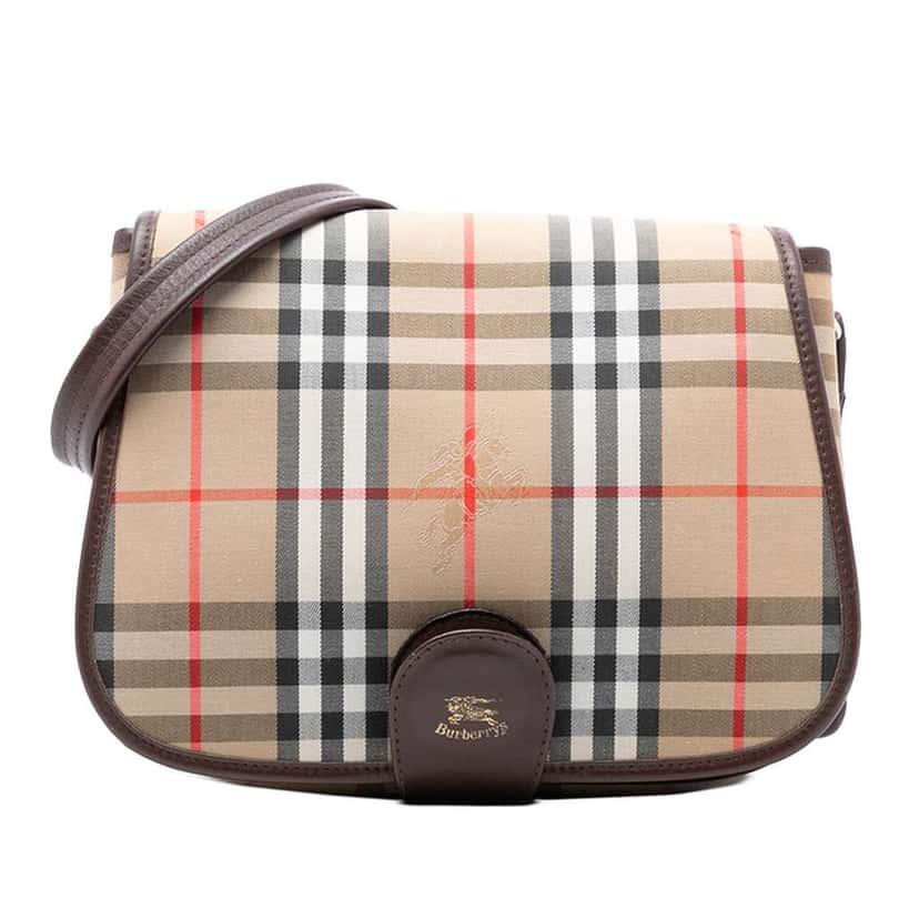 Burberry Haymarket Check Canvas Crossbody Brown Canvas Good condition - Front View