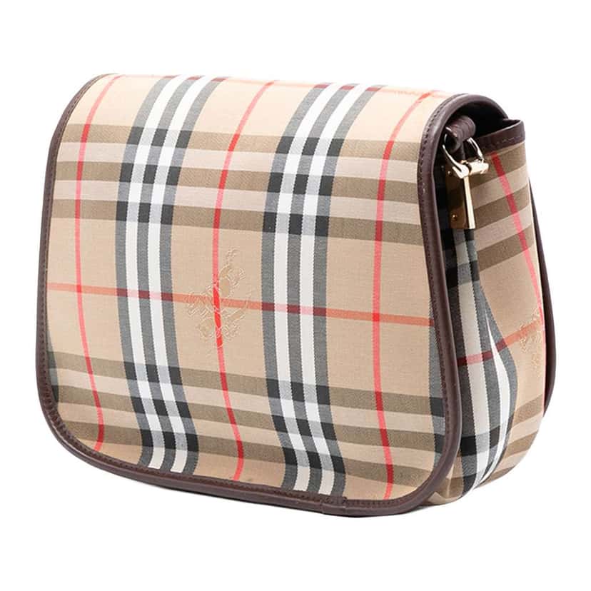 Burberry Haymarket Check Canvas Crossbody Brown Canvas Good condition - Back View