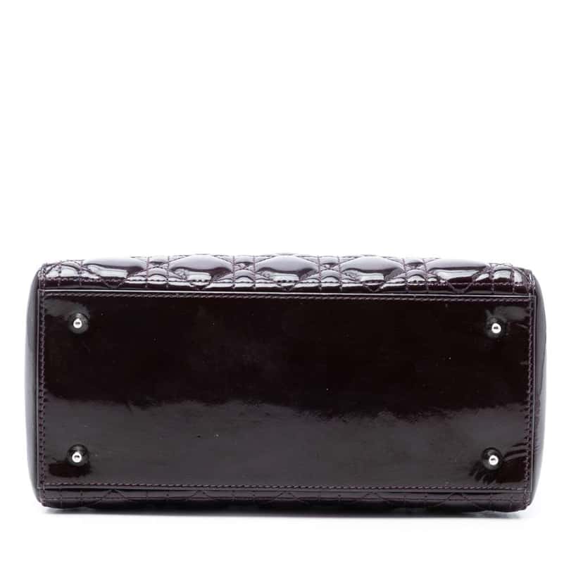 Dior Medium Patent Cannage Lady Dior Purple Leather Good condition - Inside View