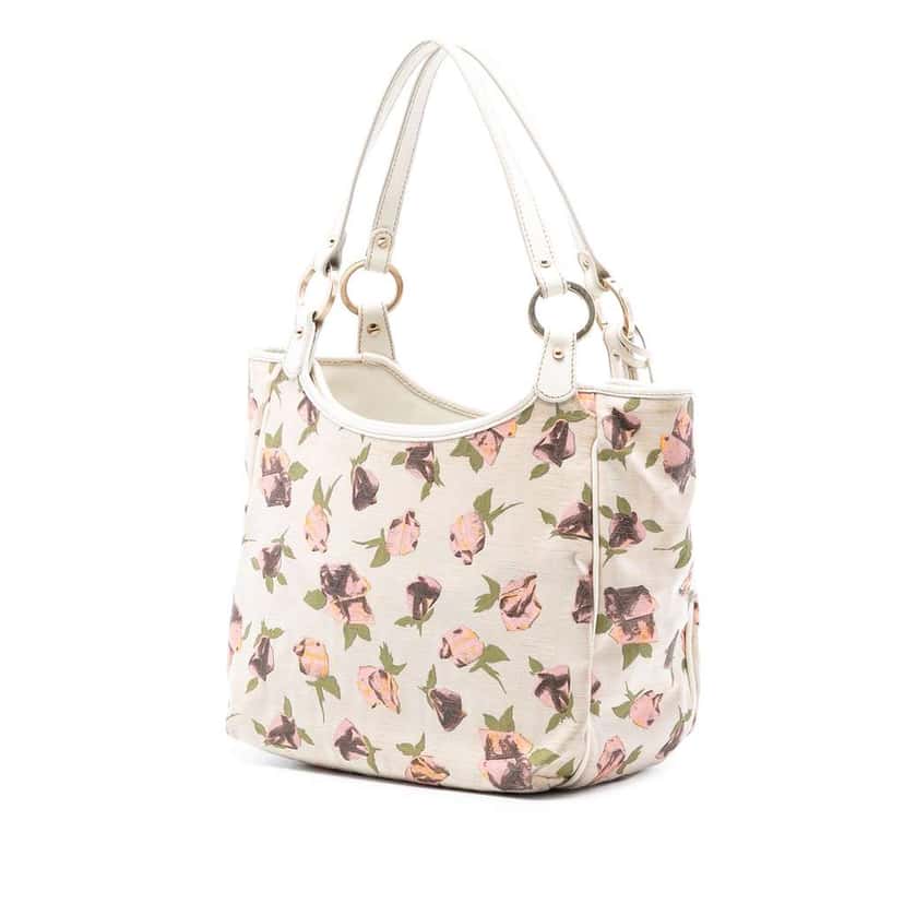 Fendi Zucca Canvas Rose Printed Chef Handbag Brown Canvas Good condition - Back View