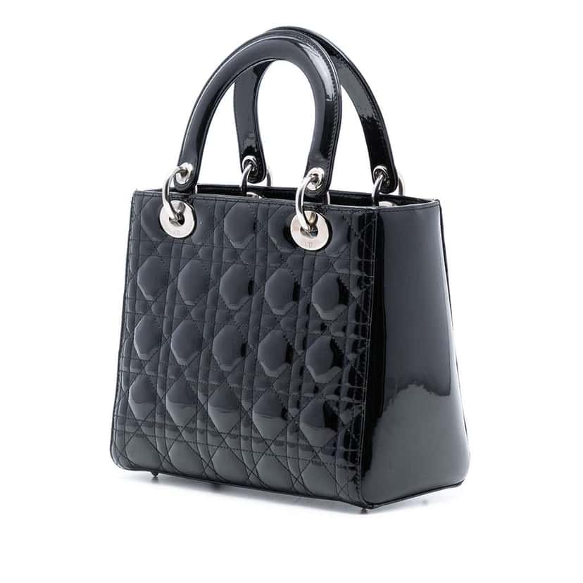Dior Medium Patent Cannage Lady Dior Black Leather Good condition - Back View