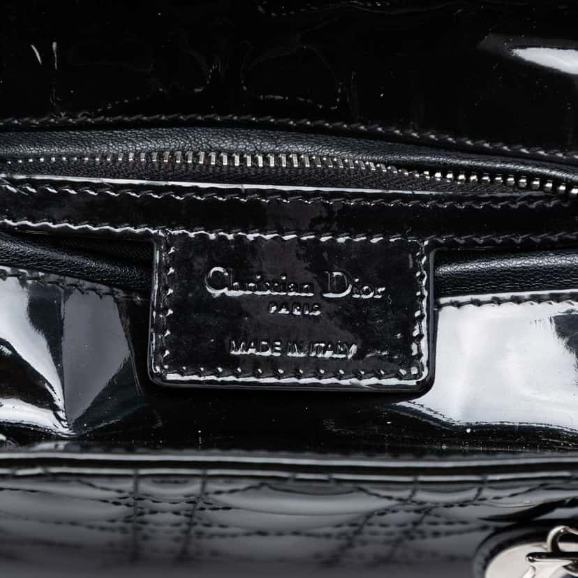 Dior Medium Patent Cannage Lady Dior Black Leather Good condition - Box View