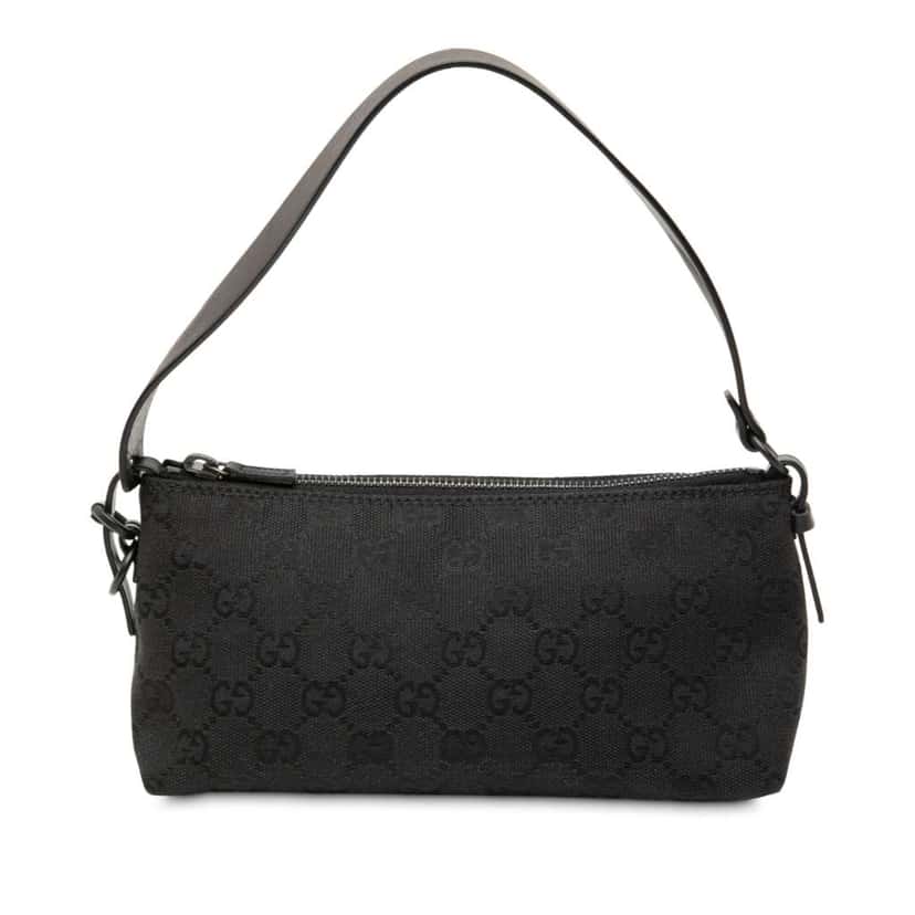 Gucci GG Canvas Shoulder Bag Black Canvas Good condition - Front View