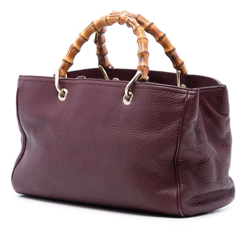 Gucci Medium Calfskin Bamboo Shopper Satchel Red Leather Good condition - Back View