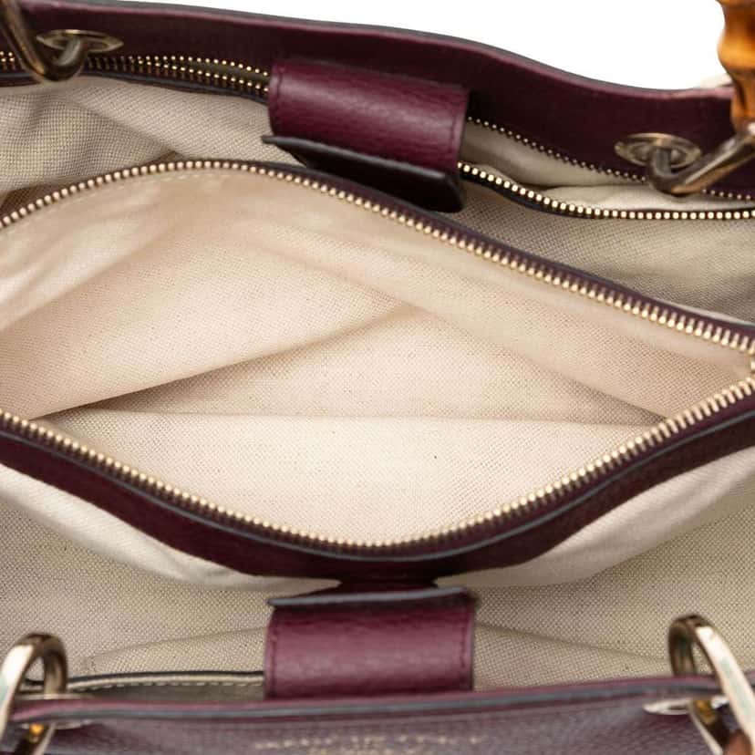 Gucci Medium Calfskin Bamboo Shopper Satchel Red Leather Good condition - Model View