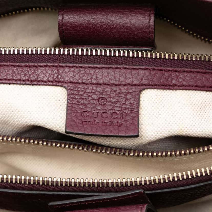 Gucci Medium Calfskin Bamboo Shopper Satchel Red Leather Good condition - Box View