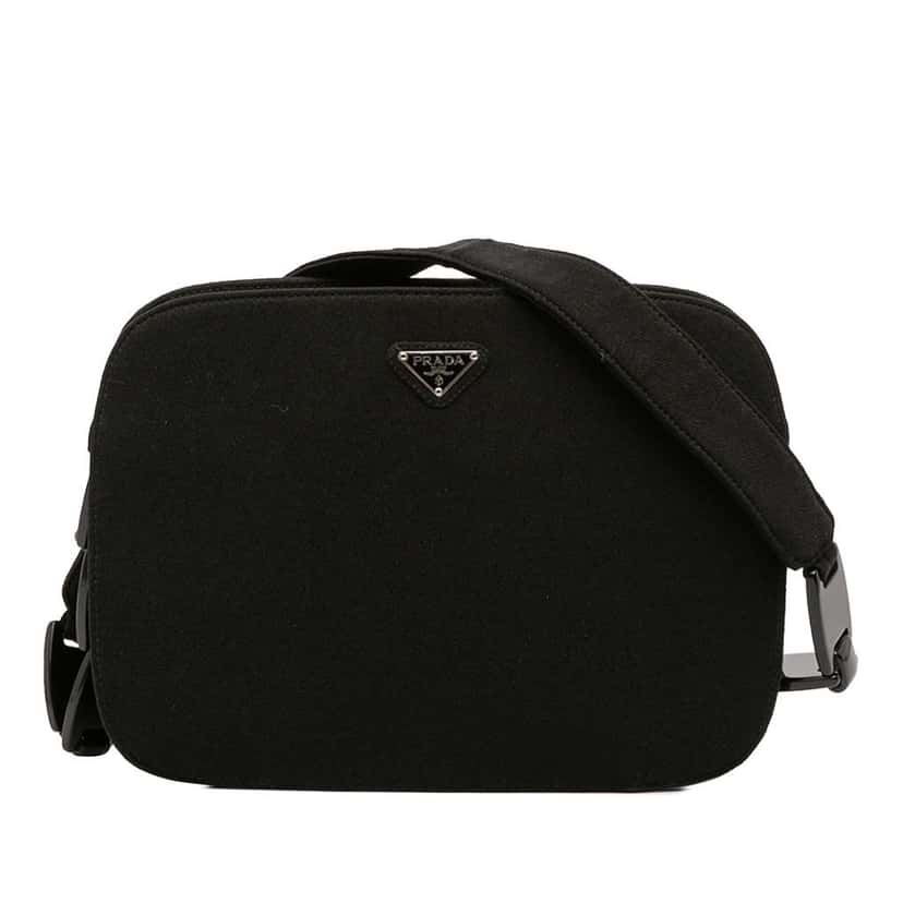 Prada Jersey Resin Chain Shoulder Bag Black Cotton Good condition - Front View