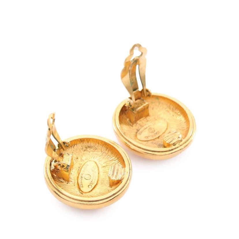 Chanel CC Gold Plated Button Clip On Earrings Gold Metal Good condition - Inside View