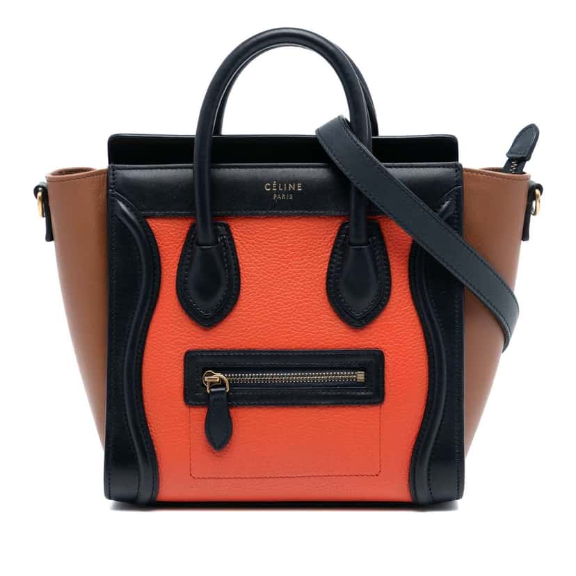 Celine Nano Tricolor Leather Luggage Tote Orange Leather Good condition - Front View
