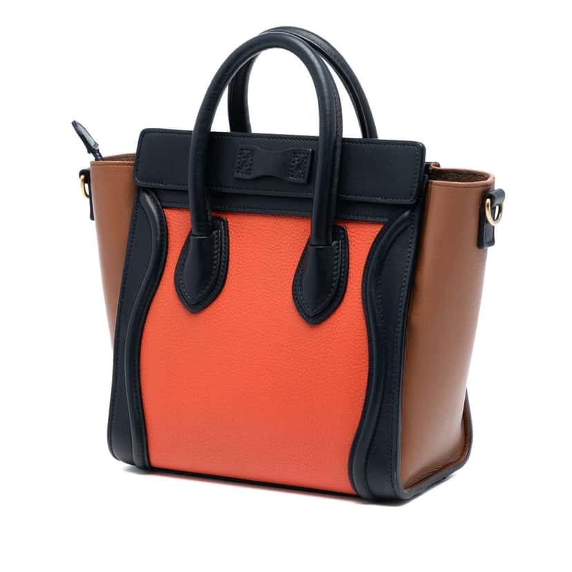 Celine Nano Tricolor Leather Luggage Tote Orange Leather Good condition - Back View