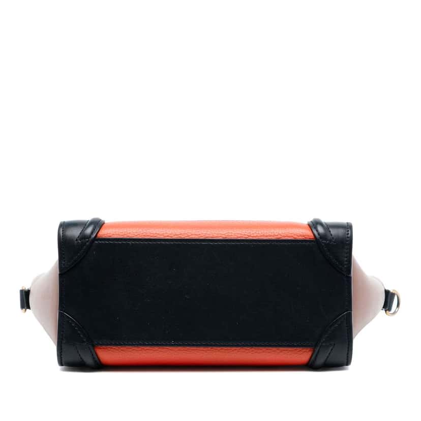 Celine Nano Tricolor Leather Luggage Tote Orange Leather Good condition - Inside View