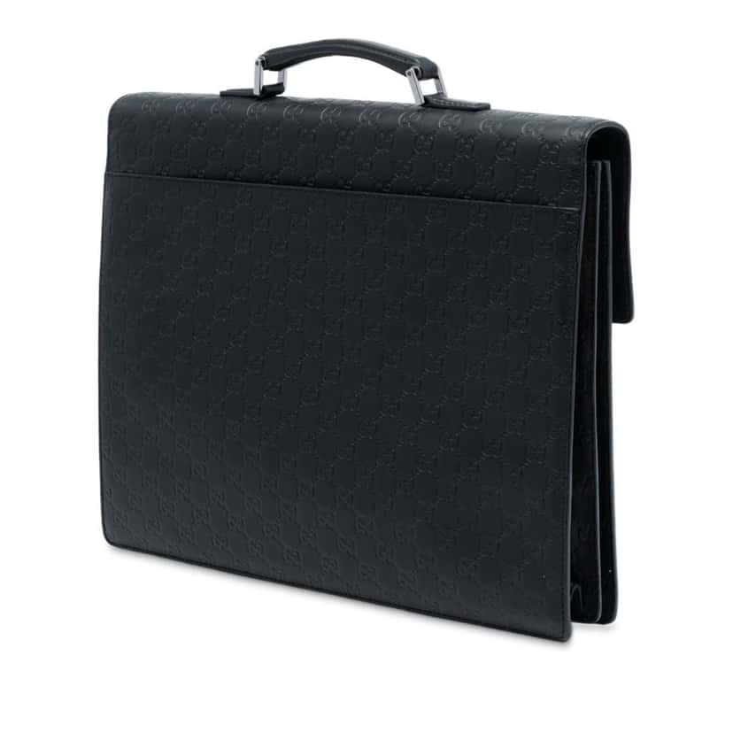Gucci Guccissima Briefcase Black Leather Good condition - Back View