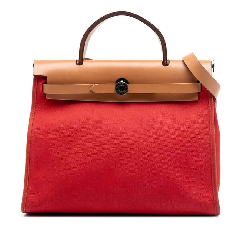 Hermès Toile Herbag Zip 31 Red Canvas Good condition - Front View