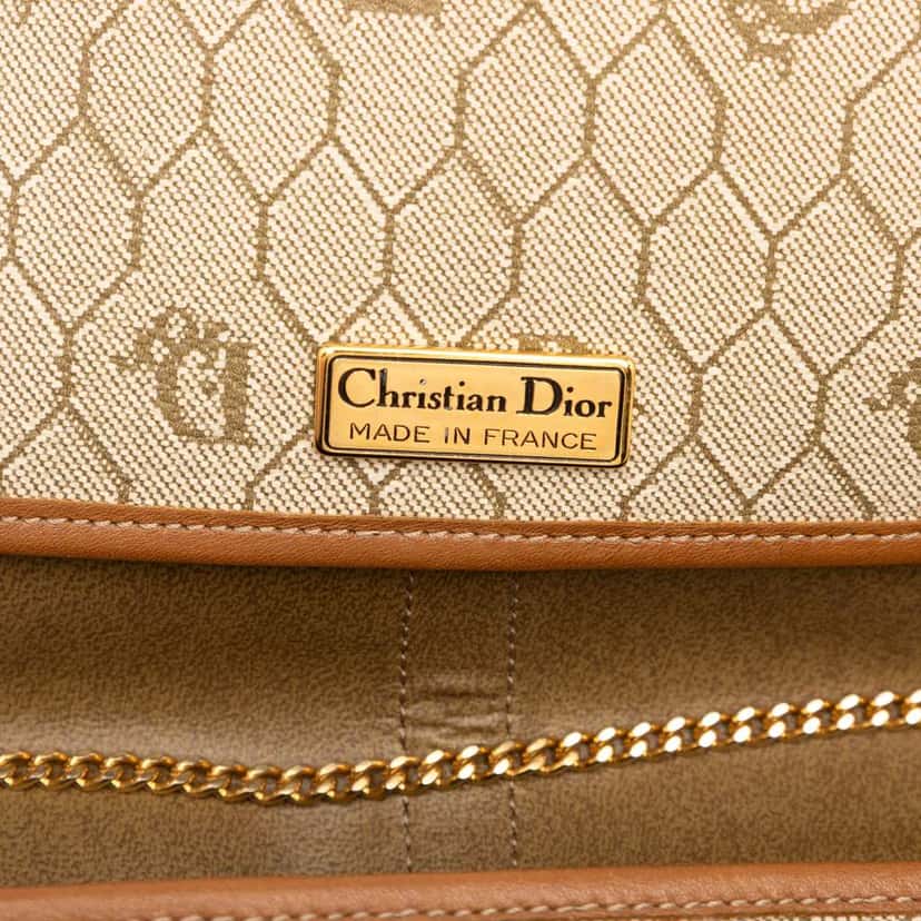 Dior Honeycomb Coated Canvas Chain Crossbody Brown Canvas Very good condition - Box View