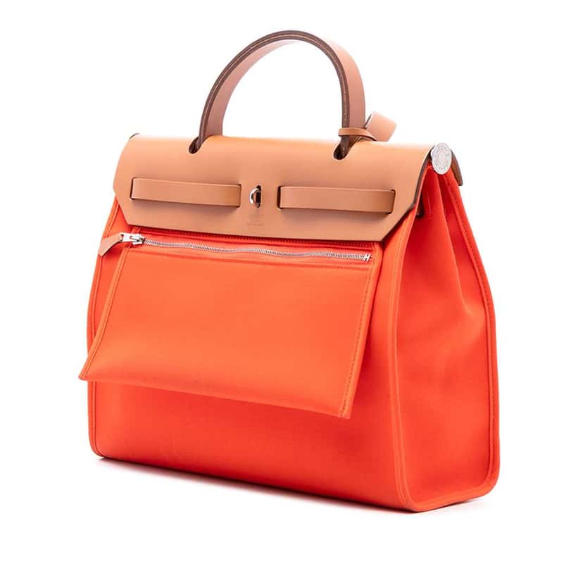 Hermès Toile Herbag Zip 31 Orange Canvas Good condition - Back View