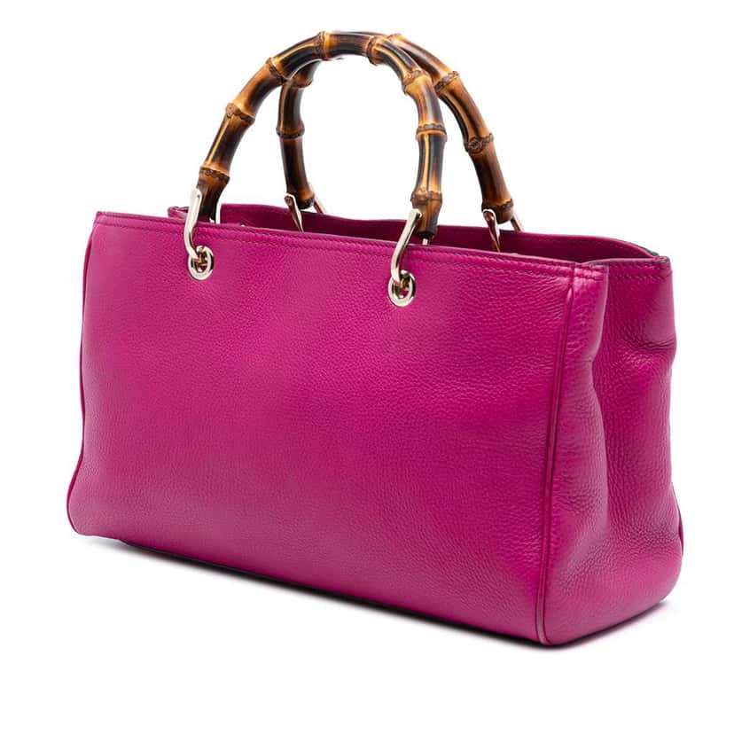 Gucci Medium Calfskin Bamboo Shopper Satchel Pink Leather Good condition - Back View