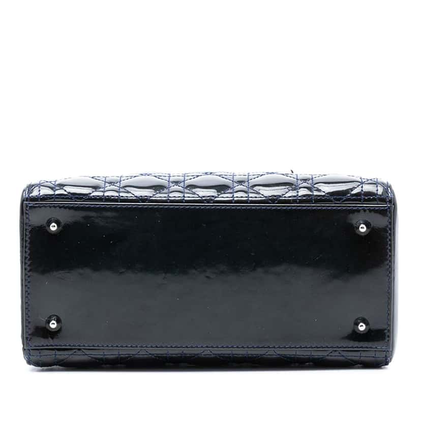 Dior Medium Patent Cannage Lady Dior Blue Leather Good condition - Inside View