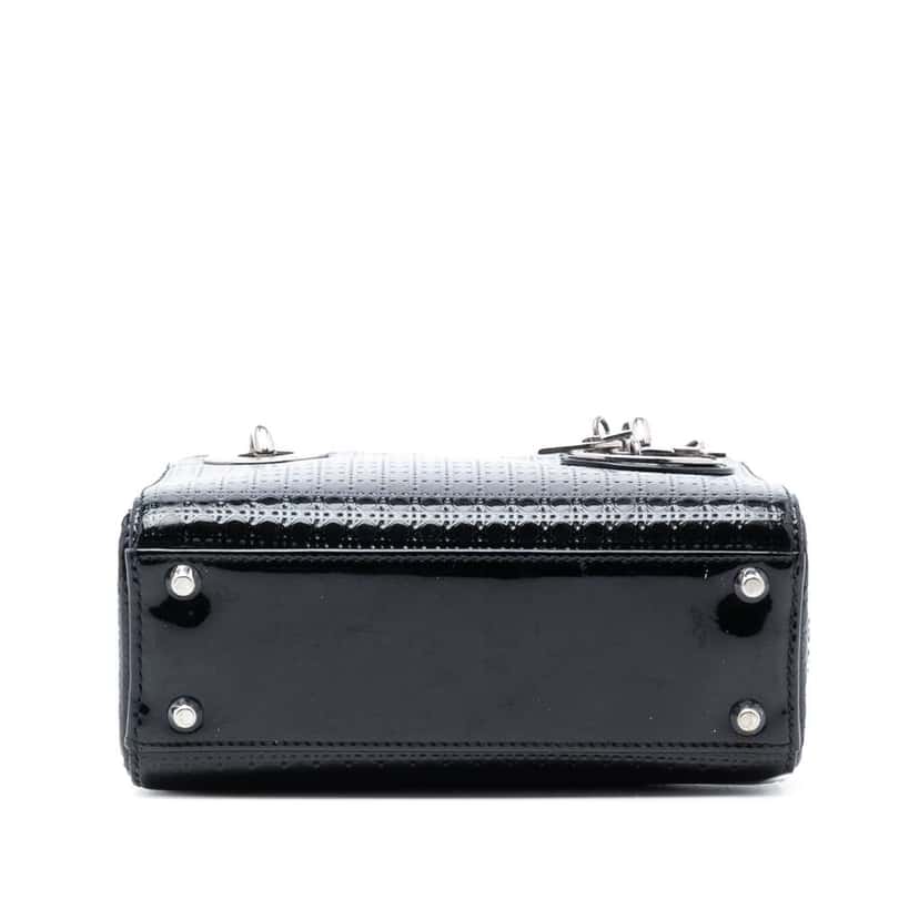 Dior Mini Metallic Patent Microcannage Lady Dior Black Leather Good condition - Inside View