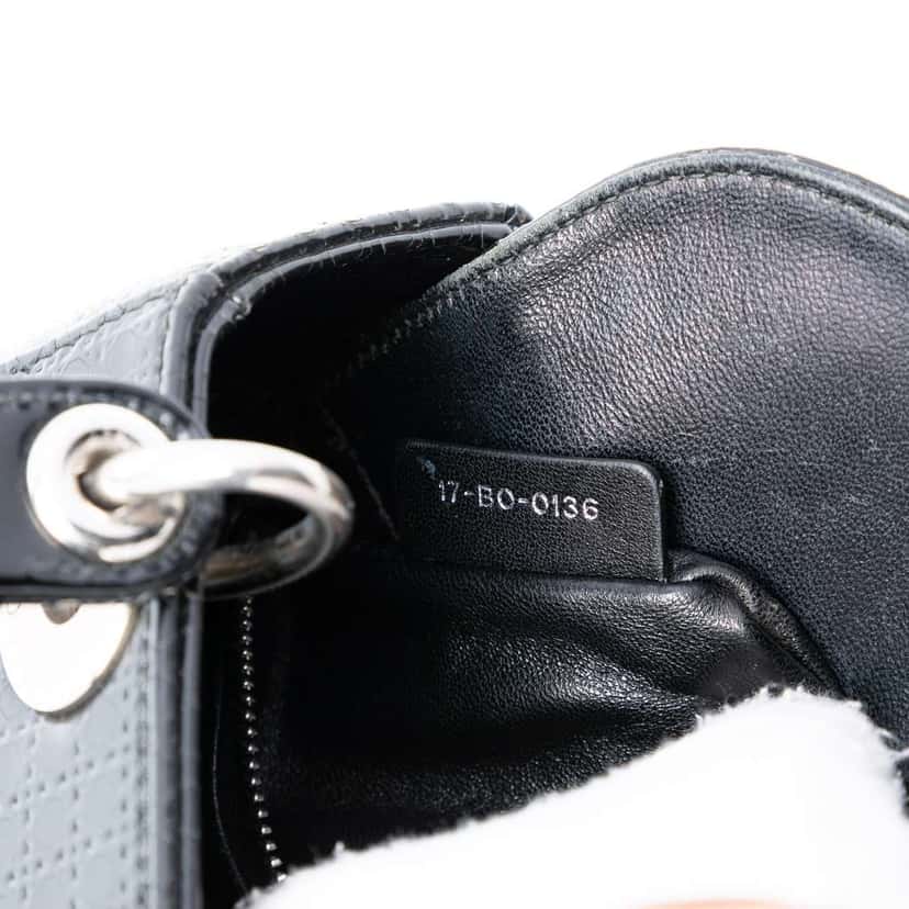 Dior Mini Metallic Patent Microcannage Lady Dior Black Leather Good condition - Box View