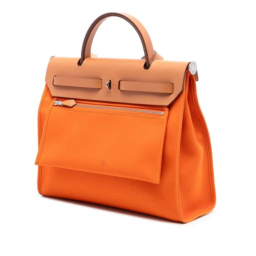 Hermès Toile Herbag Zip 31 Orange Canvas Good condition - Back View