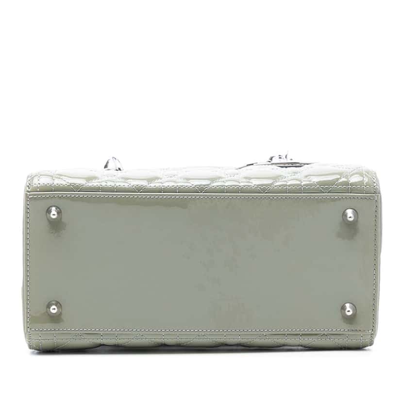 Dior Medium Patent Cannage Lady Dior Green Leather Good condition - Inside View