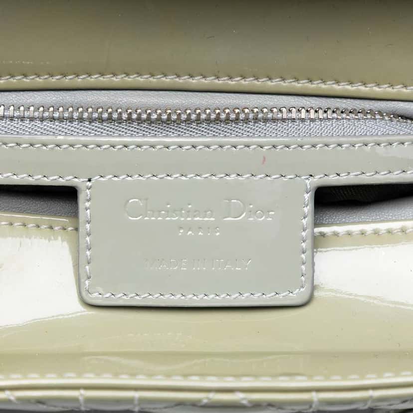 Dior Medium Patent Cannage Lady Dior Green Leather Good condition - Box View