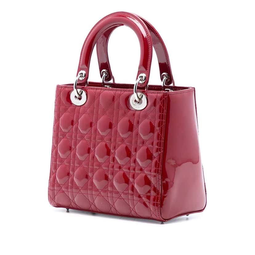 Dior Medium Patent Cannage Lady Dior Red Leather Good condition - Back View