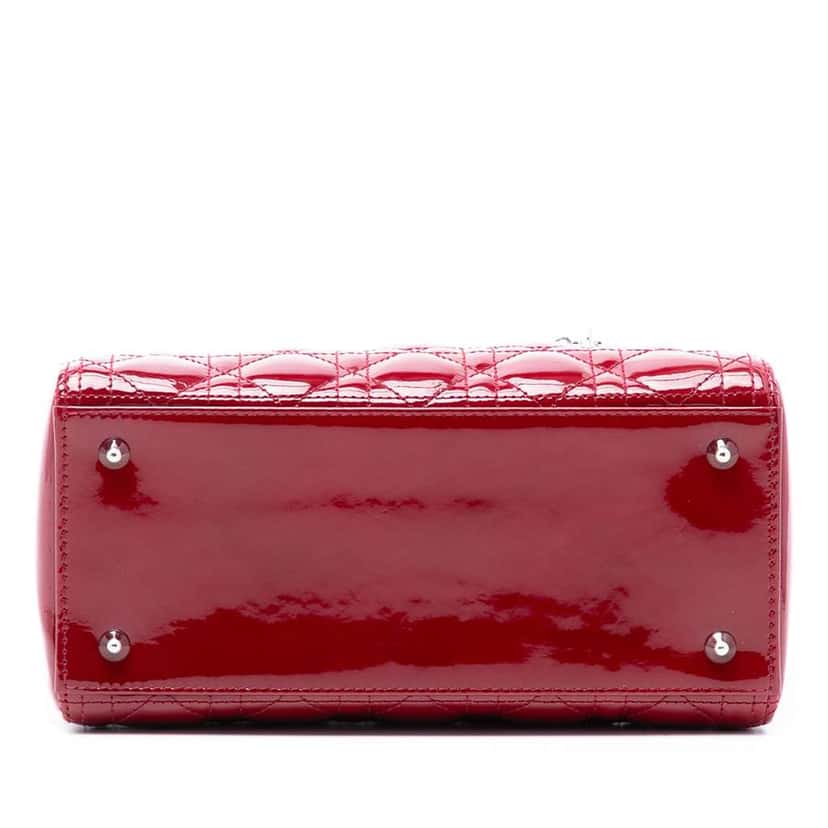 Dior Medium Patent Cannage Lady Dior Red Leather Good condition - Inside View