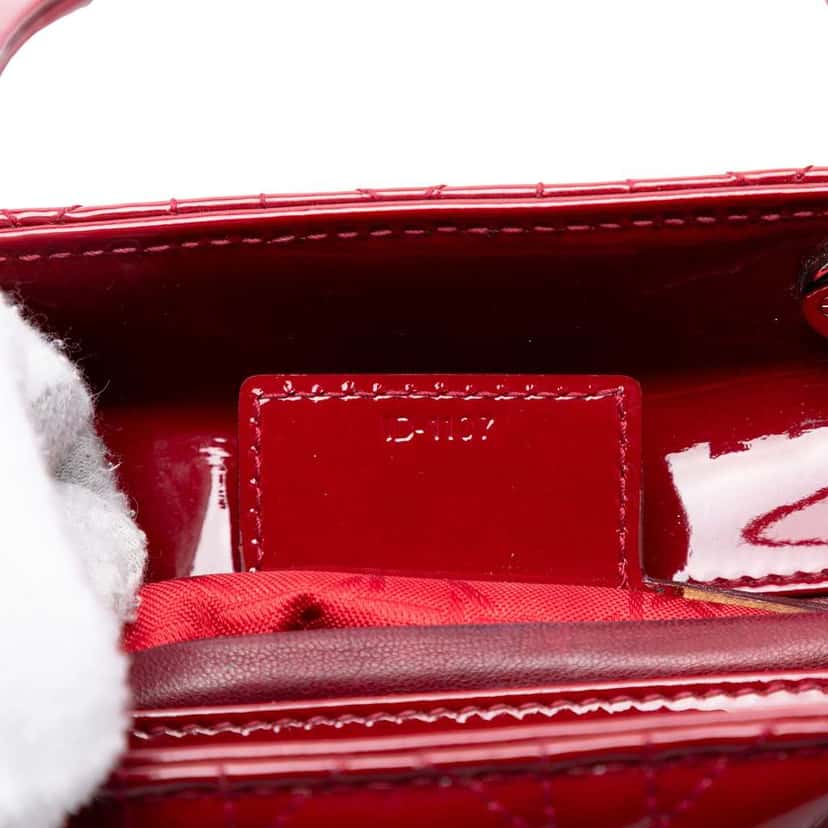 Dior Medium Patent Cannage Lady Dior Red Leather Good condition - Box View