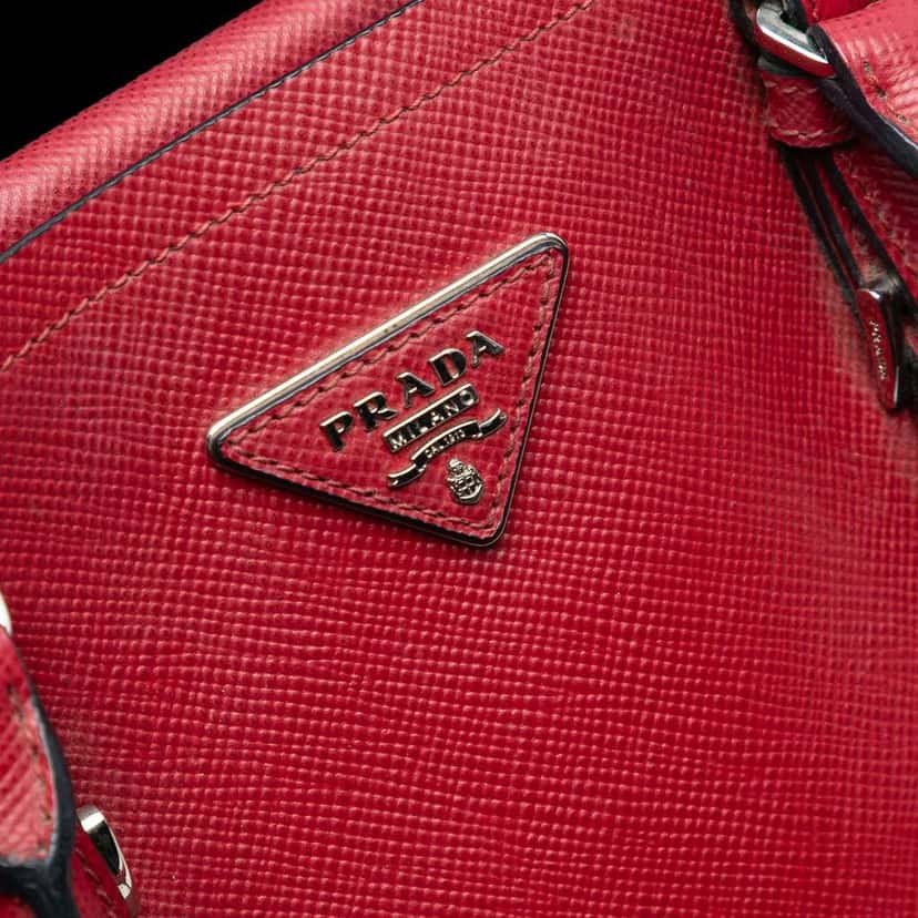 Prada Medium Saffiano Cuir Double Handle Satchel Red Leather Very good condition - Box View