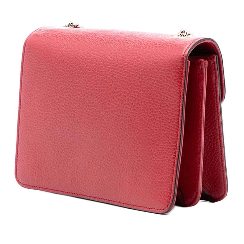 Gucci Small Dollar Calfskin Interlocking G Crossbody Red Leather Good condition - Back View